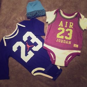 2 Jordan onesie’s 1 newborn Jordan hat